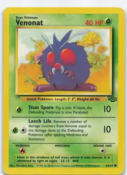 Venonat 63/64 Jungle Common Unlimited MP Pokemon TCG - Image 1