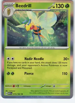 Beedrill 015/165 Rare Holo SV: Scarlet & Violet 151 NM Pokemon - Image 1