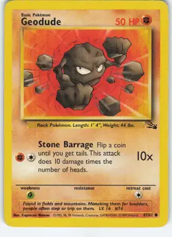 Geodude 47/62 Fossil Common Unlimited MP Pokemon - Image 1