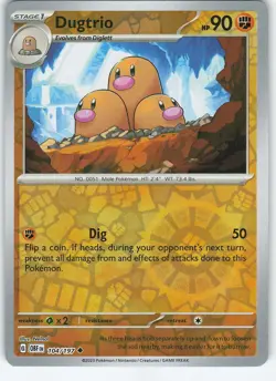Dugtrio 104/197 Uncommon Reverse Holo SV03: Obsidian Flames NM Pokemon - Image 1