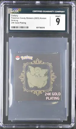 Clefairy Pokemon Candy Stickers Korean Striking 24k Gold Plating CGC 9 - Image 1