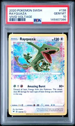 2020 POKEMON SWORD & SHIELD VIVID VOLTAGE #138 RAYQUAZA PSA 10 - Image 1