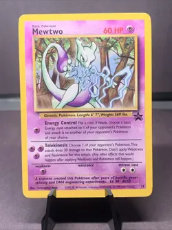 Pokemon TCG Mewtwo #12 Black Star Promo Non Holo Rare WOTC VTG 1999 LP- - Image 1
