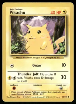 Pokemon Cards Pikachu 58/102 Base Set WOTC Unlimited Common LP *2 - Image 1