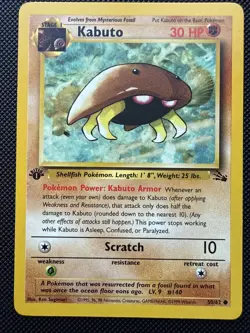 Kabuto Fossil 1st Edition 50/62 Common Card English NM/LP+ - Image 1
