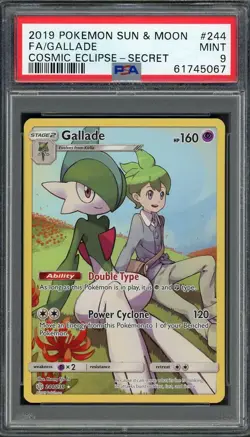 PSA 9 Gallade (FA) Cosmic Eclipse 244/236 Holo Pokemon Card B5 - Image 1