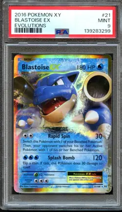 Blastoise EX 21/108 Evolutions Rare PSA 9 Mint Pokemon Card - Image 1