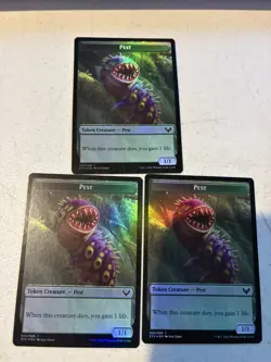 3 x mtg foil token Pest // Spirit, 005/006, Strixhaven, unplayed - Image 1