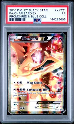 2016 Pokemon Red Blue Collection PSA 1 Charizard EX Holo #XY121 Black Star Promo - Image 1