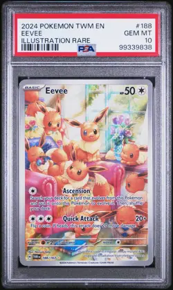2024 POKEMON TWM EN-TWILIGHT MASQUERADE ILLUSTRATION RARE #188 EEVEE PSA 10 - Image 1