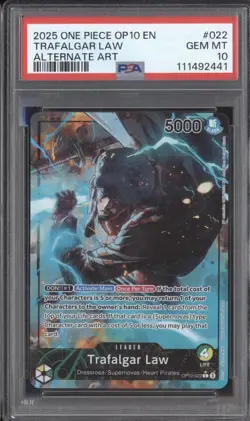Trafalgar Law One Piece Royal Blood OP10-022 Leader Alternate Art PSA 10 - Image 1