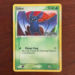 Zubat 88/113 Reverse Holo Common EX Delta Species Pokemon Card - Image 1