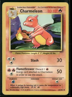 ✰ CHARMELEON 24/102 UNCOMMON BASE SET UNLIMITED POKEMON ✰ MP - Image 2