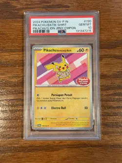 Pikachu Batik Shirt Indonesia Journey PSA 10 GEM MT 2024 Pokemon SV-P #190 - Image 1