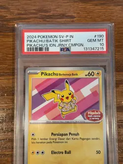 Pikachu Batik Shirt Indonesia Journey PSA 10 GEM MT 2024 Pokemon SV-P #190 - Image 4