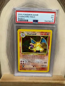 2000 Pokemon Charizard Holo Base II #4 PSA 5 - Image 1