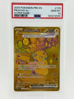 2025 POKEMON PRE EN-PRISMATIC EVOLUTIONS HYPER RARE #179 PIKACHU EX PSA 10 - Image 1