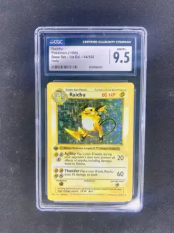 Raichu 14/102 1st Edition Base Set Holo Rare 1999 Pokemon CGC 9.5 - Image 1