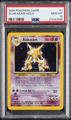 1999 POKEMON GAME #1 ALAKAZAM-HOLO PSA 10 - Image 1