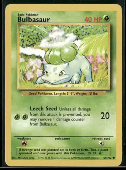 ✰ BULBASAUR 44/102 COMMON BASE SET UNLIMITED POKEMON ✰ DMG - Image 2