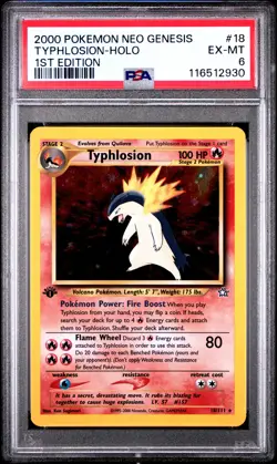 2000 POKEMON NEO GENESIS 1ST ED #18 TYPHLOSION-HOLO PSA 6 - Image 1