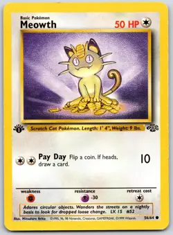 POKEMON JUNGLE MEOWTH 56/64 COMMON 1ST EDITION HP - Image 1