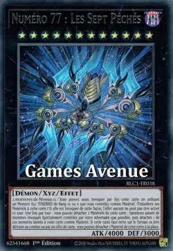 Yu-Gi-Oh ! Numero 77 : Les Sept Peches BLC1-FR038 (Titre Argente/V.2) ULTRA - Image 1