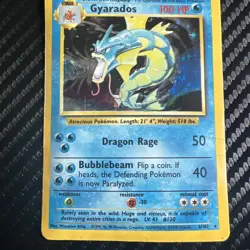Heavily Damaged Base Set Gyarados 6/102 Holo Rare Pokemon Card - Image 1