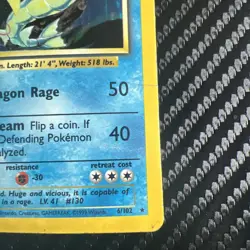 Heavily Damaged Base Set Gyarados 6/102 Holo Rare Pokemon Card - Image 2