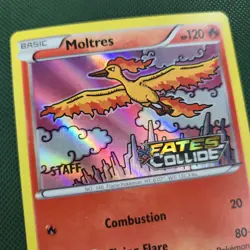 STAFF Moltres XY127 Fates Collide Stamped Promo Prerelease Nintendo Pokemon Card - Image 1