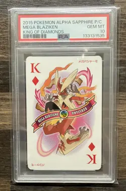 2015 POKEMON ALPHA SAPPHIRE PLAYING CARDS KING OF DIAMONDS MEGA BLAZIKEN PSA 10 - Image 1