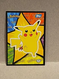 Pikachu Sticker Card - Topps Pokemon The First Movie Blue Label First Printing - Image 1