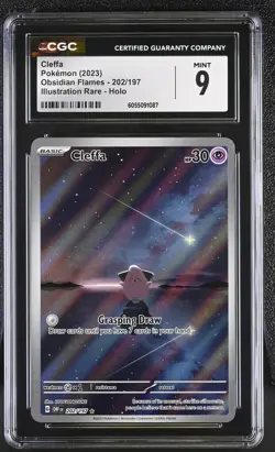 POKEMON CGC MINT 9 CLEFFA ILLUSTRATION RARE 202/197 OBSIDIAN FLAMES - Image 1