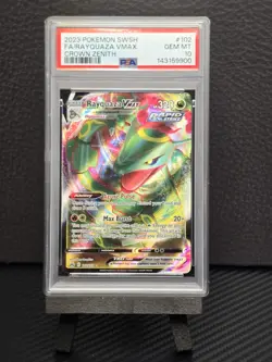PSA 10 RAYQUAZA VMAX 102/159 FULL ART CROWN ZENITH POKEMON TCG GEM MT - Image 1