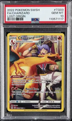 2022 POKEMON SWORD & SHIELD LOST ORIGIN #TG03 FULL ART/CHARIZARD PSA 10 - Image 1