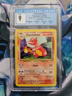 Pokemon Base Set Charmeleon 24/102 Uncommon 1999-2000 CGC 9 Mint with Subgrades - Image 1