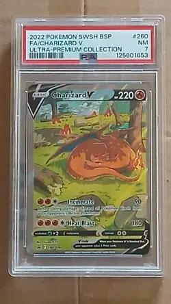 Pokemon TCG Charizard V SWSH260 SWSH Promo Full Art Holo PSA 7 2022 - Image 1