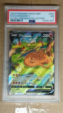 Pokemon TCG Charizard V SWSH260 SWSH Promo Full Art Holo PSA 7 2022 - Image 2