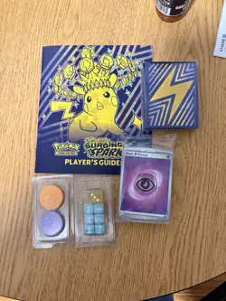 Pokemon ETB Accessories Surging Sparks-Sleeves, Dice, Coins, Players Guide - Image 1