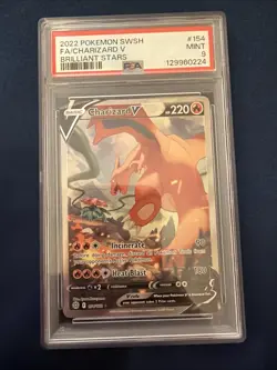 2022 POKEMON SWORD & SHIELD BRILLIANT STARS #154 FULL ART/CHARIZARD V PSA 9 - Image 1