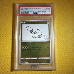 2021 Pokemon Jpn S-P Pikachu YU NAGABA X PCG CAMPAIGN #208 PSA10 - Image 1