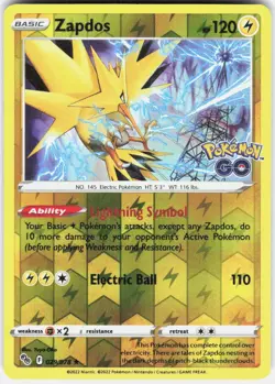 Zapdos Holo Rare Pokemon GO 029/078 NM Reverse Holofoil - Image 1