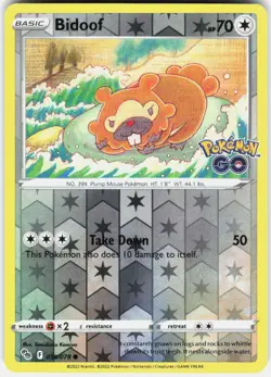 Bidoof Common Pokemon GO 059/078 NM Reverse Holo - Image 1