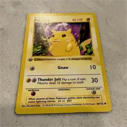 Pokemon TCG Pikachu Base Set 1st Edition YELLOW CHEEKS SHADOWLESS - Image 1