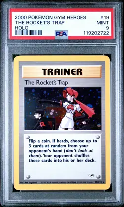 2000 Pokemon Gym Heroes The Rocket's Trap Holo #19 Unlimited PSA 9 WOTC - Image 1