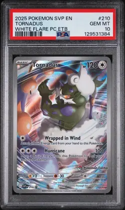 2025 POKEMON WHITE FLARE POKEMON CENTER ETB PROMO SVP #210 TORNADUS PSA 10 - Image 1