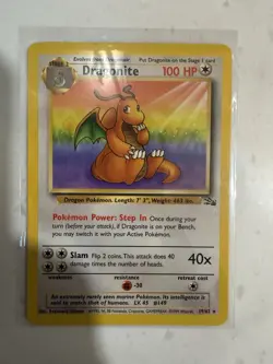 Pokemon Dragonite 19/62 Fossil Rare Stage 2 100 HP Regular Unlimited WOTC - Image 1