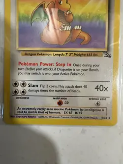 Pokemon Dragonite 19/62 Fossil Rare Stage 2 100 HP Regular Unlimited WOTC - Image 3