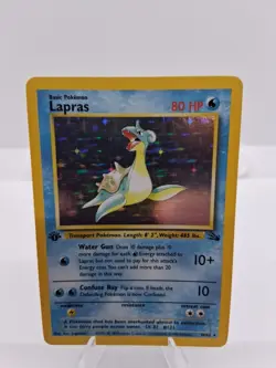 1st Edition Lapras 10/62 Fossil Holo Pokemon Nintendo WOTC Near Mint - Image 1