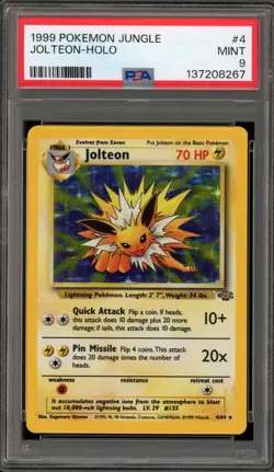Pokemon Jolteon Jungle Unlimited Holo Rare #4 PSA 9 Mint - Image 1